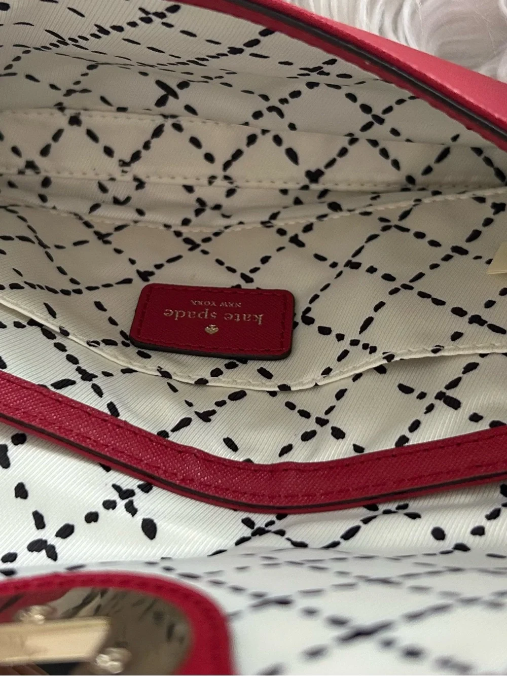 Kate Spade New York Red Saffiano Leather Turnlock Envelope Clutch Wallet
